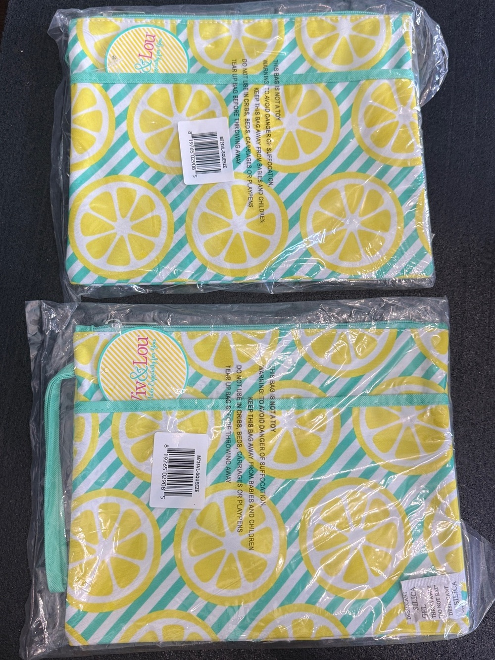Viv & Lou wet bags - Lemon Slice Zip Pouches - Yellow & Mint